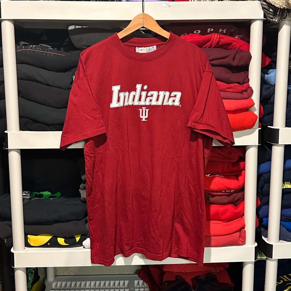 Vintage‎ 90s University of Indiana Hoosiers Embroidered Red Mens XL Shirt